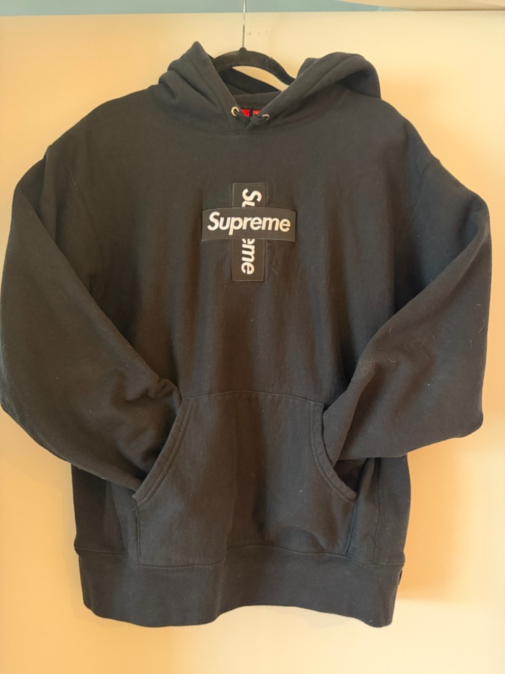 Supreme Black Cross Box Logo Hoodie